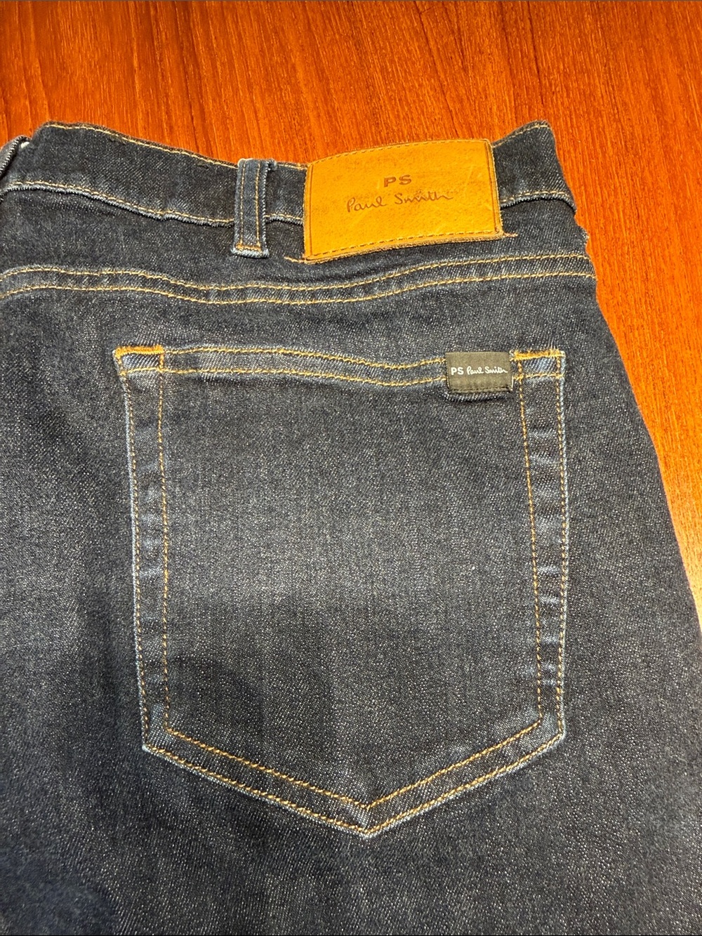 Paul Smith Slim Men's Jeans - Dark Indigo with Tan Patch